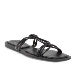 Azalea Wang Stetson Knot Sandals 10 NWOT Black Slides Resort Travel Beach Cruise